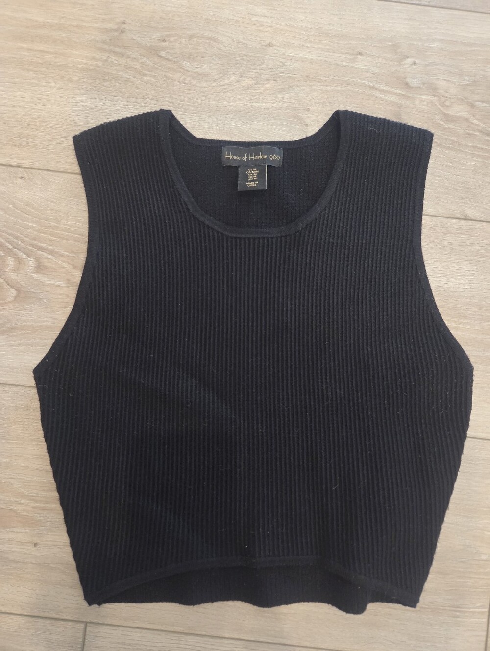 House of Harlow 1960 Black Ribbed Crop Tank